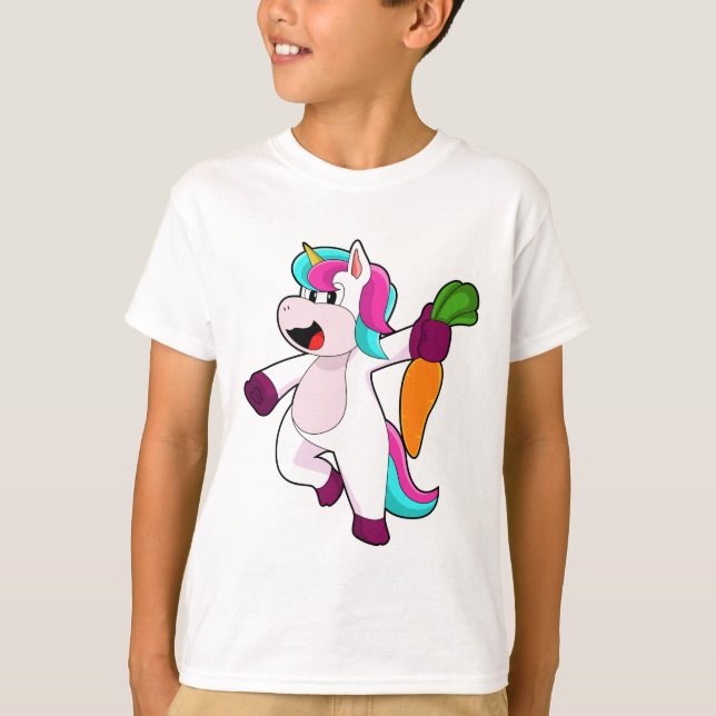 Unicorn med Carrot T Shirt (Framsida)
