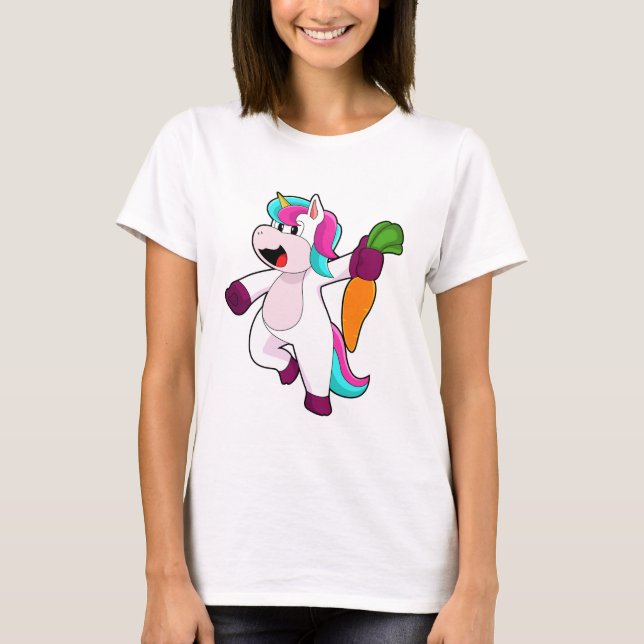 Unicorn med Carrot T Shirt (Framsida)