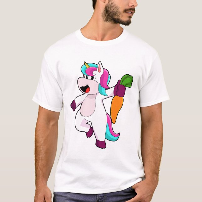 Unicorn med Carrot T Shirt (Framsida)