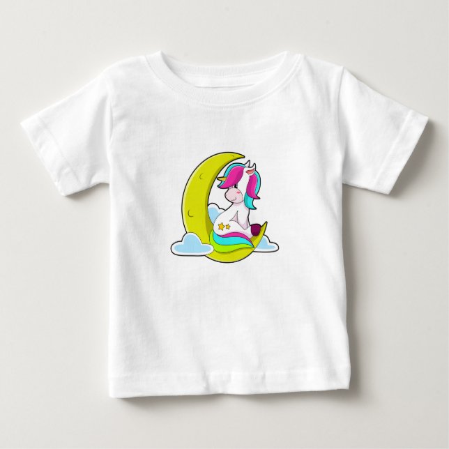 Unicorn med Clouds & Måne T Shirt (Framsida)