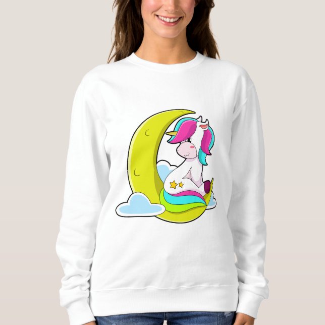 Unicorn med Clouds & Måne T Shirt (Framsida)
