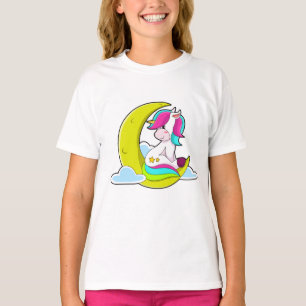 Unicorn med Clouds & Måne T Shirt