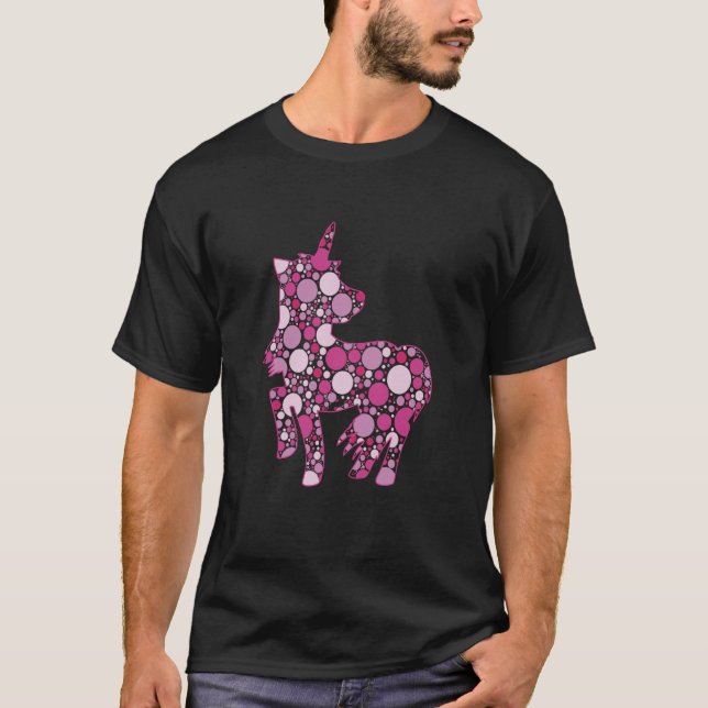 Unicorn med dots-tjej t shirt (Framsida)