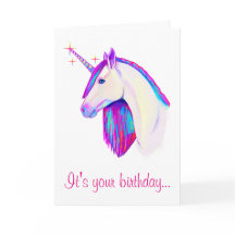 Unicorn med Färg-födelsedagskort
