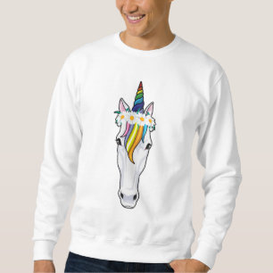 Unicorn med Flowers Lång Ärmad Tröja