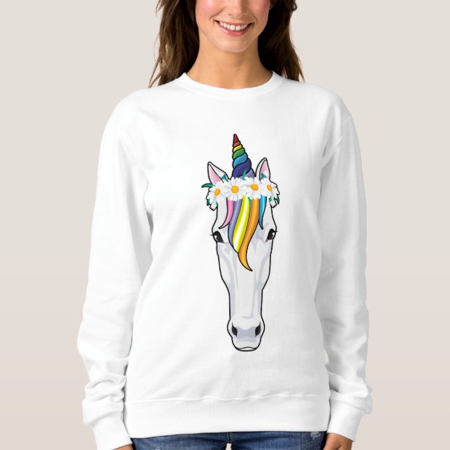 Unicorn med Flowers T Shirt (Framsida)