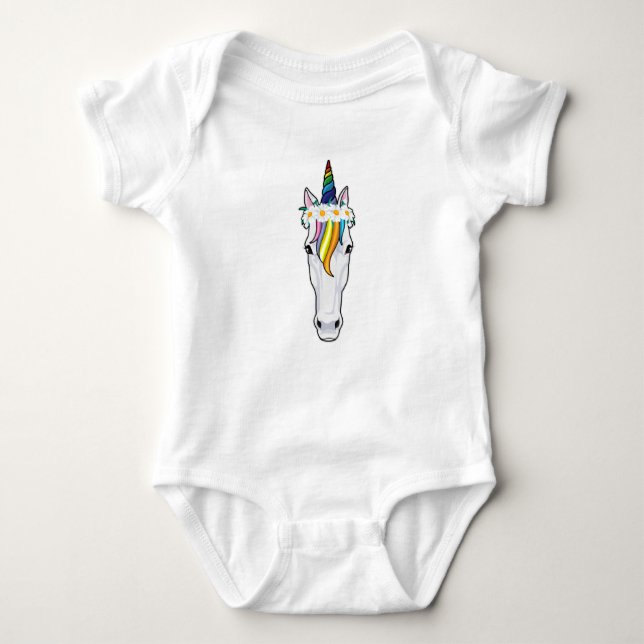 Unicorn med Flowers T Shirt (Framsida)