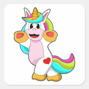 Unicorn med Heart Tattoo Fyrkantigt Klistermärke
