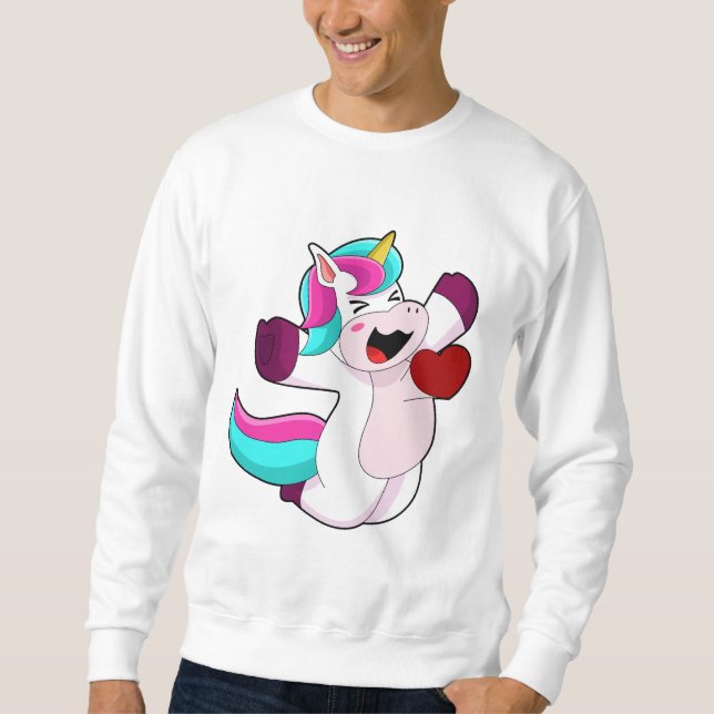 Unicorn med hjärta lång ärmad tröja (Framsida)