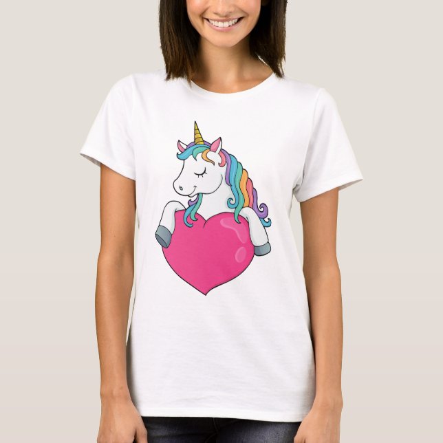 Unicorn med hjärta t shirt (Framsida)