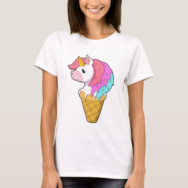 Unicorn med Ice-grädde T Shirt (Framsida)