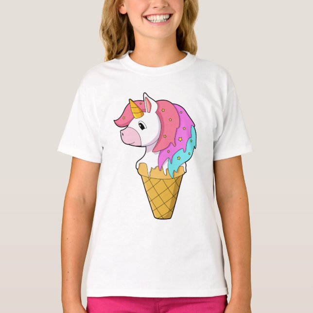 Unicorn med Ice-grädde T Shirt (Framsida)