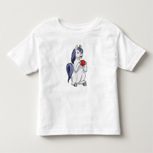 Unicorn med jordgubbsfrukt t shirt (Framsida)