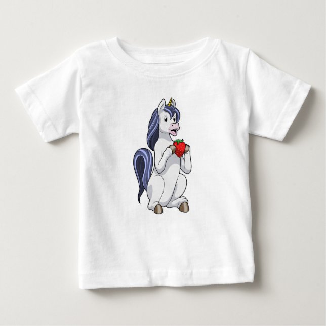 Unicorn med jordgubbsfrukt t shirt (Framsida)