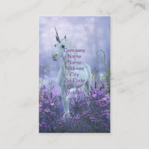 Unicorn med Lila blommor Visitkort