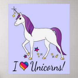 Unicorn med Lila Hair: I Kärlek Unicorns! Poster