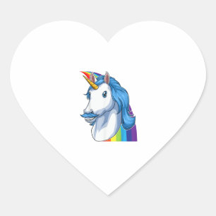 Unicorn med Mustache Dadacorn Dadicorn Unicorn Da Hjärtformat Klistermärke