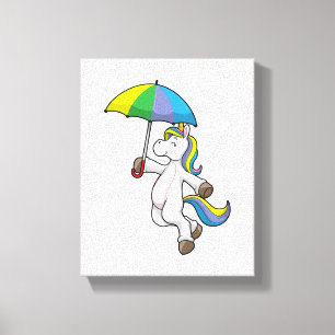 Unicorn med Parbrella Canvastryck