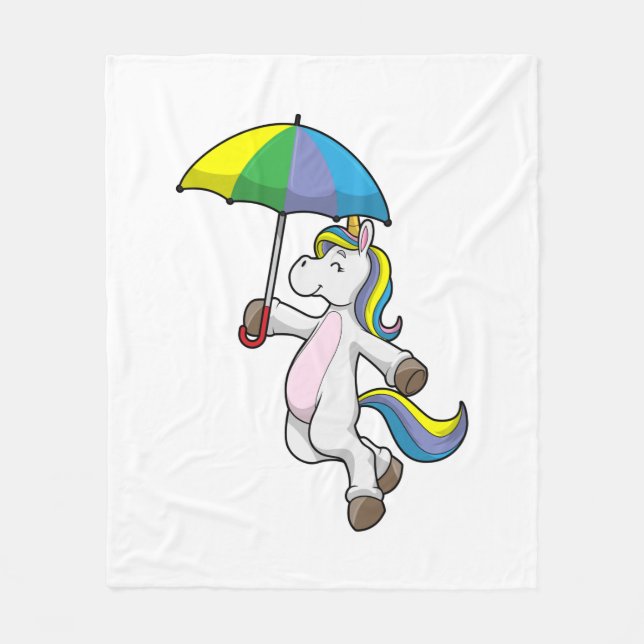 Unicorn med Parbrella Fleecefilt (Framsidan)