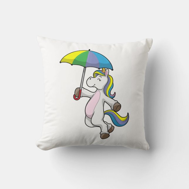 Unicorn med Parbrella Kudde (Framsida)