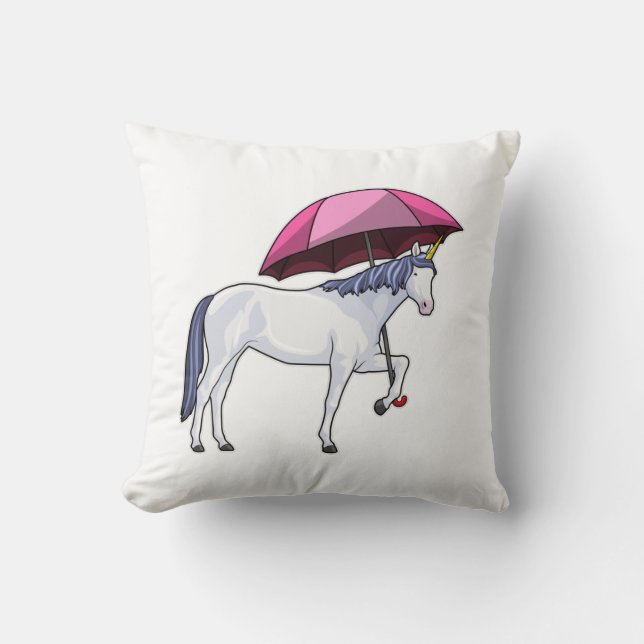 Unicorn med Parbrella Kudde (Framsida)
