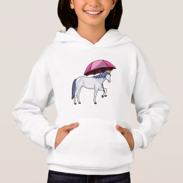 Unicorn med Parbrella T Shirt (Framsida)