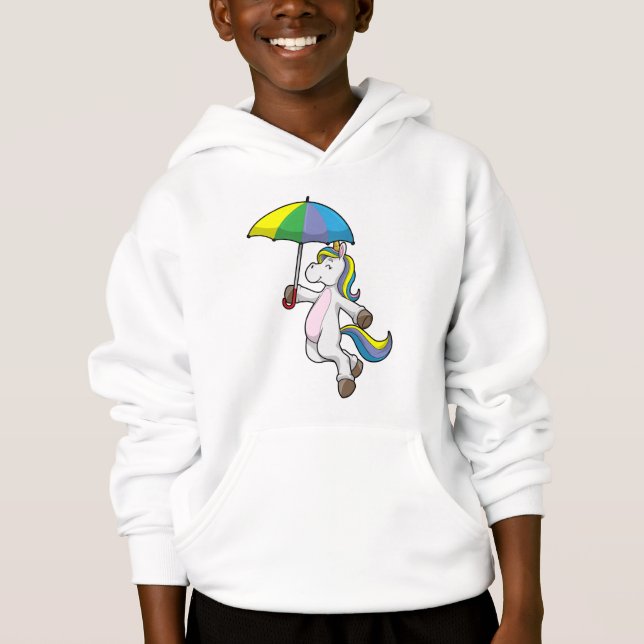 Unicorn med Parbrella T Shirt (Framsida)