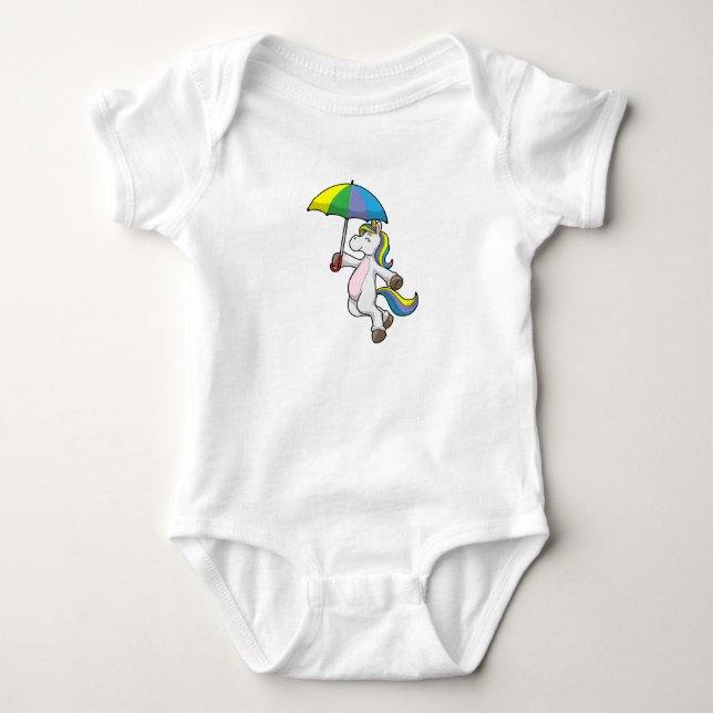 Unicorn med Parbrella T Shirt (Framsida)