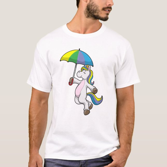 Unicorn med Parbrella T Shirt (Framsida)