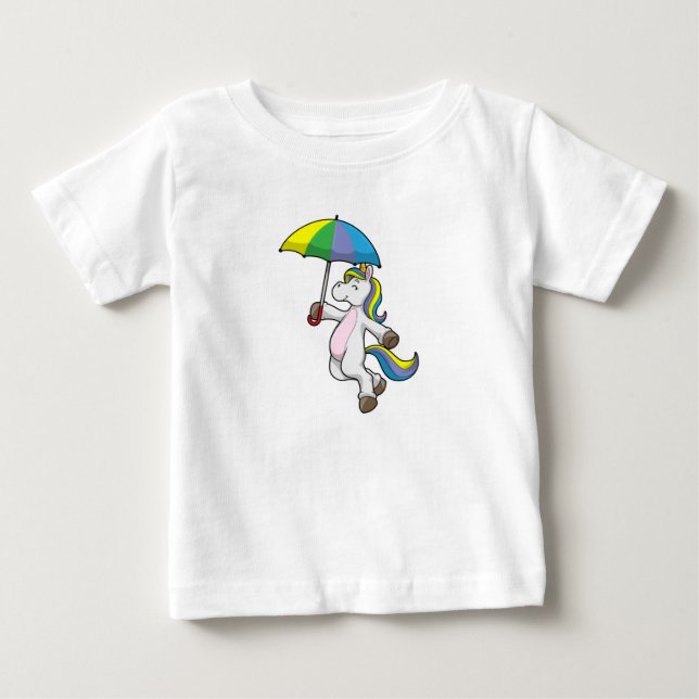 Unicorn med Parbrella T Shirt (Framsida)