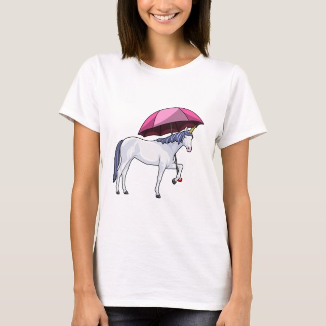 Unicorn med Parbrella T Shirt (Framsida)