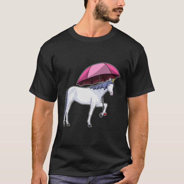 Unicorn med Parbrella T Shirt (Framsida)