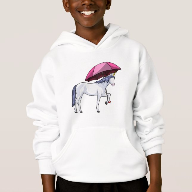 Unicorn med Parbrella T Shirt (Framsida)