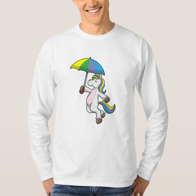 Unicorn med Parbrella T Shirt (Framsida)