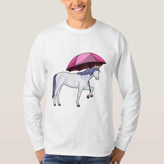 Unicorn med Parbrella T Shirt (Framsida)