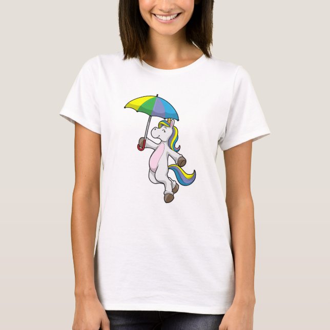 Unicorn med Parbrella T Shirt (Framsida)