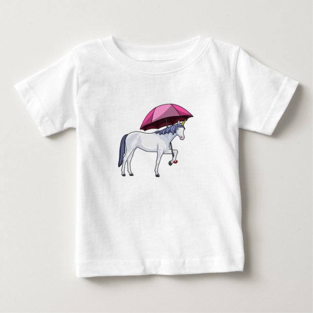 Unicorn med Parbrella T Shirt (Framsida)