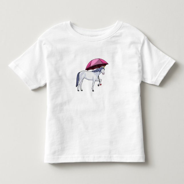 Unicorn med Parbrella T Shirt (Framsida)