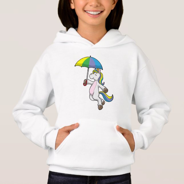 Unicorn med Parbrella T Shirt (Framsida)