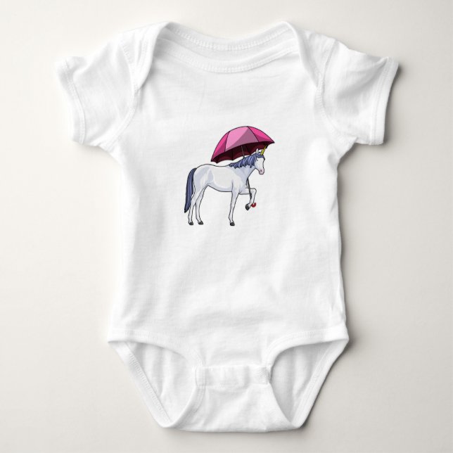 Unicorn med Parbrella T Shirt (Framsida)