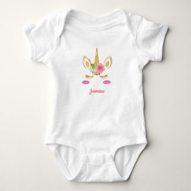 Unicorn med Pony Ansikte Baby Shirt T (Framsida)