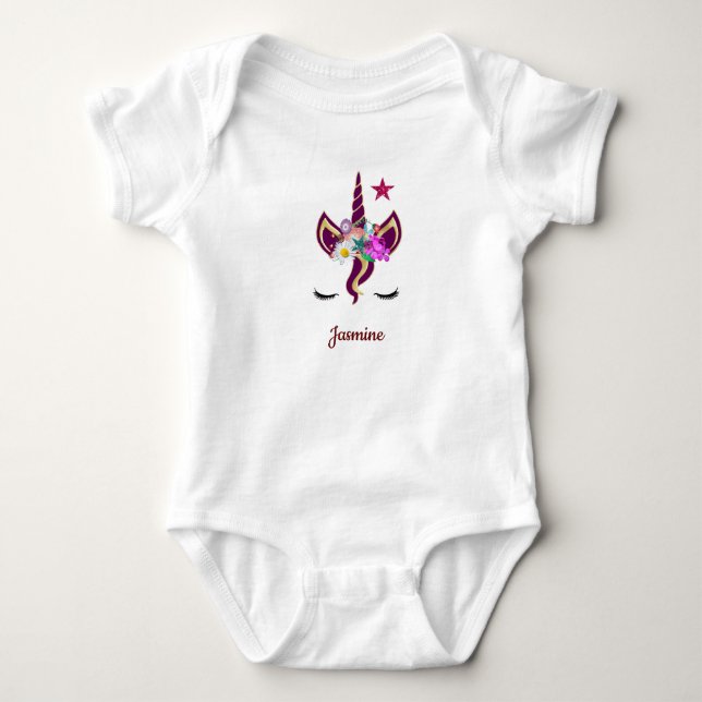 Unicorn med Pony Ansikte Baby Shirt T (Framsida)