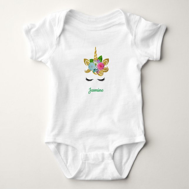 Unicorn med Pony Ansikte Baby Shirt T (Framsida)