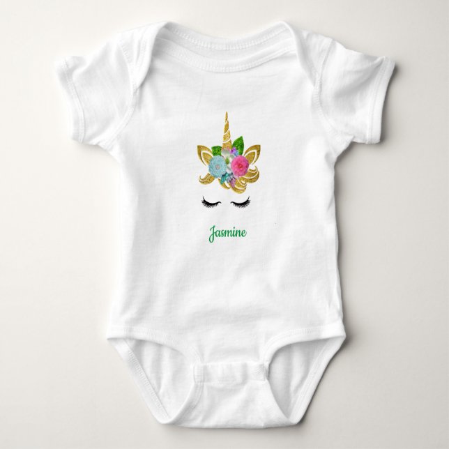 Unicorn med Pony Ansikte Baby Shirt T Shirt (Framsida)