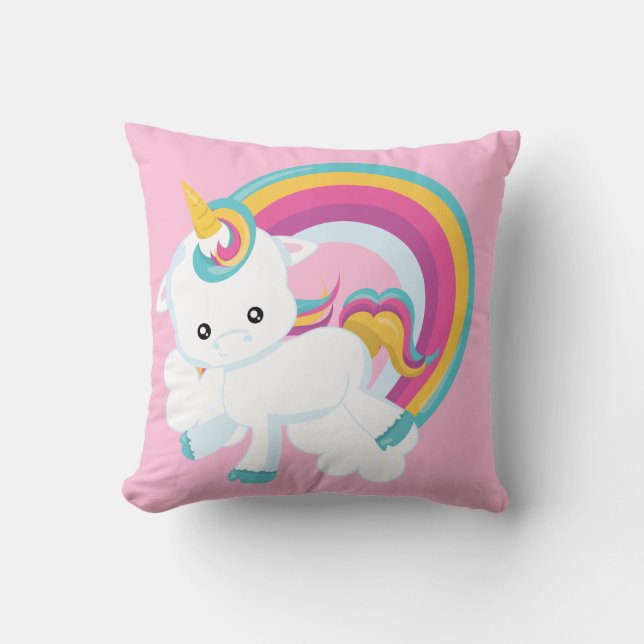 Unicorn med Rainbow Baby Kudde (Framsida)