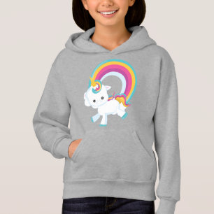 Unicorn med Rainbow Girl Hoodie T Shirt