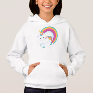 Unicorn med Rainbow Girl T Shirt