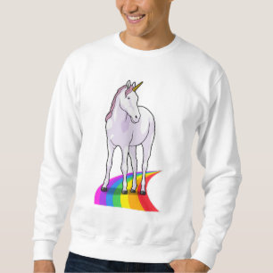Unicorn med Rainbow Lång Ärmad Tröja
