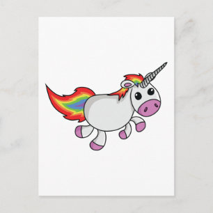 Unicorn med Rainbow Mane och Svan Vykort