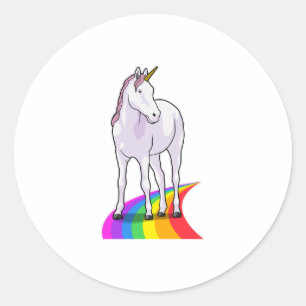 Unicorn med Rainbow Runt Klistermärke